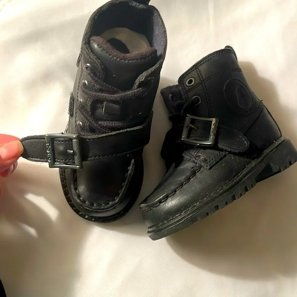 POLO BY RALPH LAUREN black leather ranger boots.   New